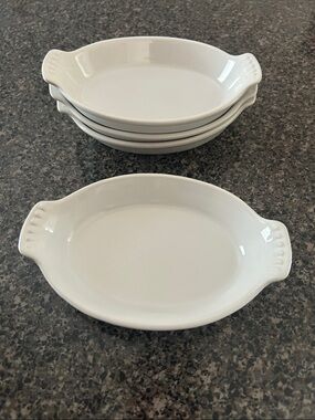 Le Creuset Heritage White Oval Ceramic Mini Baking Dishes - Set of 4